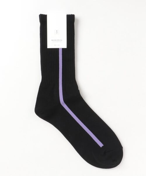 MAISON SPECIAL（メゾンスペシャル）の「シルケットラインソックス 【MAISON SPECIAL/メゾンスペシャル】（ソックス/靴下・メンズ・ホワイト/ブラック/パープル/グレー/ネイビー/ベージュ/オフホワイト/チャコールグレー/グリーン/オレンジ/ラベンダー/ブルー・FREE）」の10枚目の写真