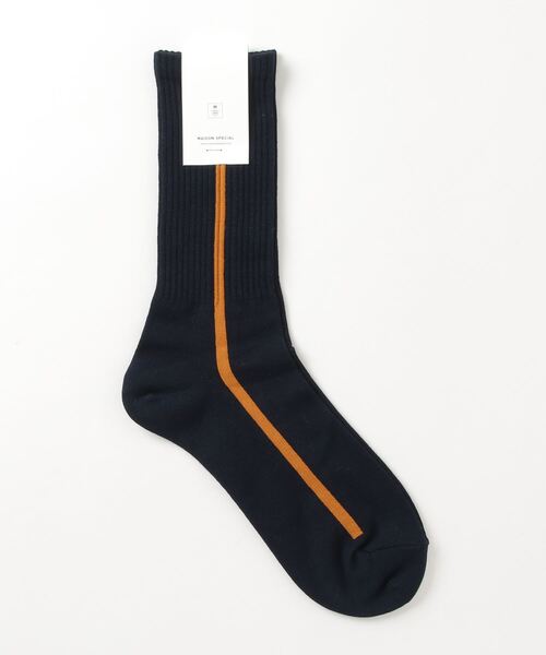 MAISON SPECIAL（メゾンスペシャル）の「シルケットラインソックス 【MAISON SPECIAL/メゾンスペシャル】（ソックス/靴下・メンズ・ホワイト/ブラック/パープル/グレー/ネイビー/ベージュ/オフホワイト/チャコールグレー/グリーン/オレンジ/ラベンダー/ブルー・FREE）」の8枚目の写真