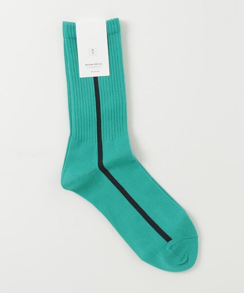 MAISON SPECIAL（メゾンスペシャル）の「シルケットラインソックス 【MAISON SPECIAL/メゾンスペシャル】（ソックス/靴下・メンズ・ホワイト/ブラック/パープル/グレー/ネイビー/ベージュ/オフホワイト/チャコールグレー/グリーン/オレンジ/ラベンダー/ブルー・FREE）」の7枚目の写真