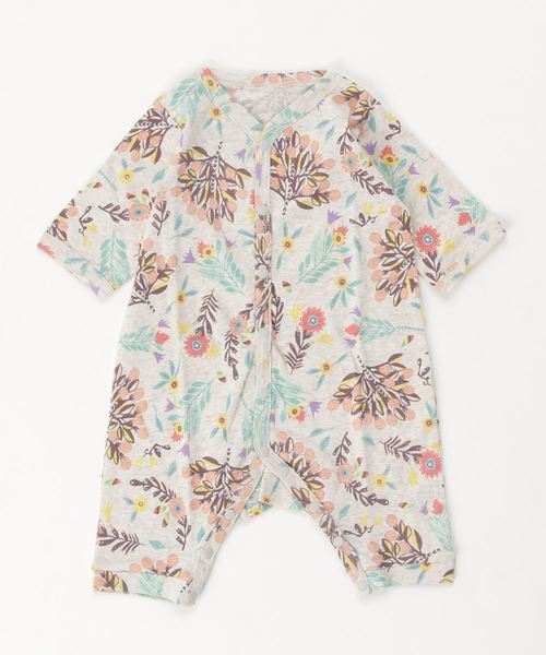 Ocean&Ground(オーシャン&グラウンド)の「長袖ロンパース Feather Flowers(70cm)(ロンパース)」|ピンク