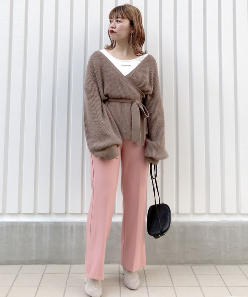 archives（アルシーヴ）の「セミフレアスリットパンツ（その他パンツ・レディース・ブラック/ベージュ/グリーン系その他/ピンクベージュ・MEDIUM）」の6枚目の写真