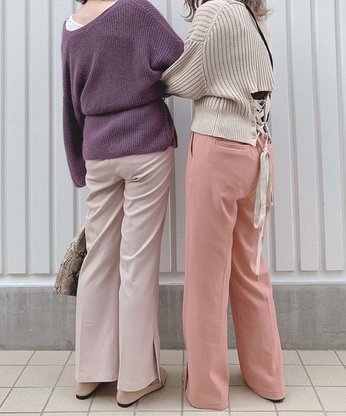 archives（アルシーヴ）の「セミフレアスリットパンツ（その他パンツ・レディース・ブラック/ベージュ/グリーン系その他/ピンクベージュ・MEDIUM）」の17枚目の写真