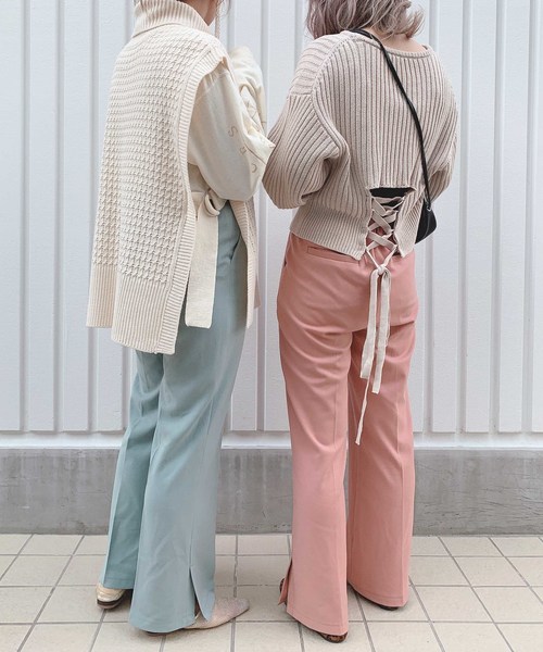 archives（アルシーヴ）の「セミフレアスリットパンツ（その他パンツ・レディース・ブラック/ベージュ/グリーン系その他/ピンクベージュ・MEDIUM）」の18枚目の写真