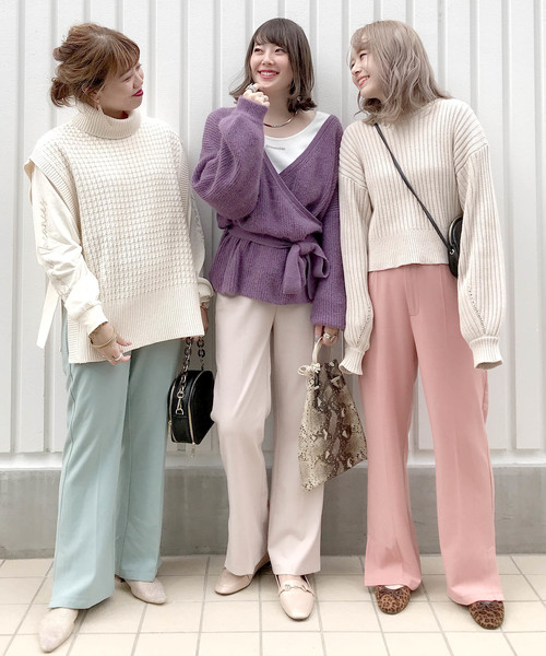 archives（アルシーヴ）の「セミフレアスリットパンツ（その他パンツ・レディース・ブラック/ベージュ/グリーン系その他/ピンクベージュ・MEDIUM）」の16枚目の写真