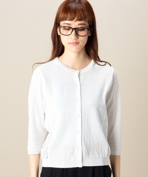 BEAUTY&YOUTH UNITED ARROWS（ビューティーアンドユースユナイテッドアローズ）の「BYSF サイドレースジャカードカーディガン ◆（カーディガン/ボレロ・レディース・ホワイト/ライトグレー/ネイビー・フリー）」の10枚目の写真