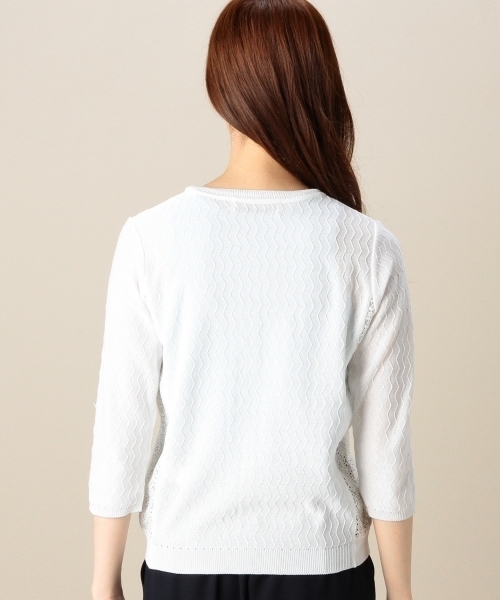 BEAUTY&YOUTH UNITED ARROWS（ビューティーアンドユースユナイテッドアローズ）の「BYSF サイドレースジャカードカーディガン ◆（カーディガン/ボレロ・レディース・ホワイト/ライトグレー/ネイビー・フリー）」の12枚目の写真