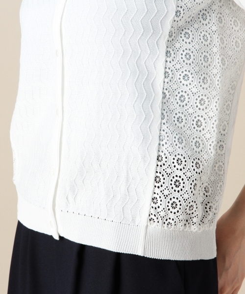BEAUTY&YOUTH UNITED ARROWS（ビューティーアンドユースユナイテッドアローズ）の「BYSF サイドレースジャカードカーディガン ◆（カーディガン/ボレロ・レディース・ホワイト/ライトグレー/ネイビー・フリー）」の6枚目の写真