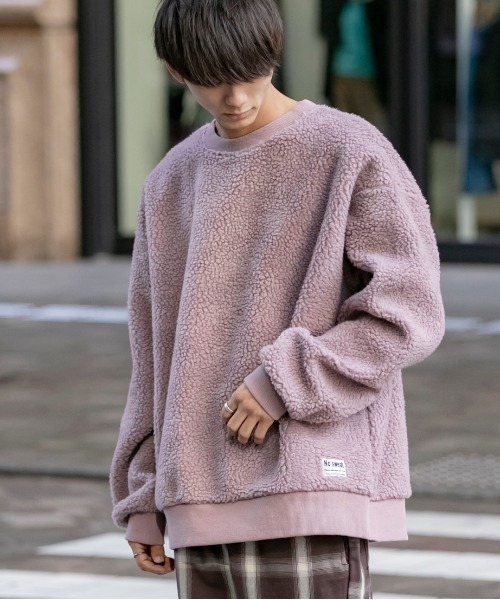 ADMIX/ATELIER SAB MEN(アドミックスアトリエサブメン)の「【no sweat×ADMIX/ATELIER SAB MEN】コラボ別注 もこもこ シェルパ ボア フリース オーバーサイズ スウェット(スウェット・メンズ・ブラック/ライトベージュ/ホワイト/グリーン/ライトパープル/ネイビー/モカ/チャコールグレー/カーキ・48/50)」の9枚目の写真
