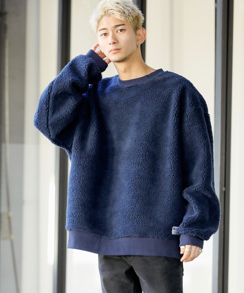 ADMIX/ATELIER SAB MEN(アドミックスアトリエサブメン)の「【no sweat×ADMIX/ATELIER SAB MEN】コラボ別注 もこもこ シェルパ ボア フリース オーバーサイズ スウェット(スウェット・メンズ・ブラック/ライトベージュ/ホワイト/グリーン/ライトパープル/ネイビー/モカ/チャコールグレー/カーキ・48/50)」の8枚目の写真