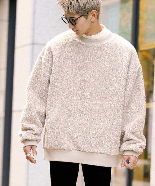 ADMIX/ATELIER SAB MEN(アドミックスアトリエサブメン)の「【no sweat×ADMIX/ATELIER SAB MEN】コラボ別注 もこもこ シェルパ ボア フリース オーバーサイズ スウェット(スウェット・メンズ・ブラック/ライトベージュ/ホワイト/グリーン/ライトパープル/ネイビー/モカ/チャコールグレー/カーキ・48/50)」の6枚目の写真