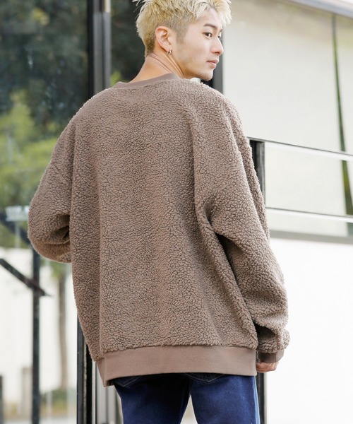 ADMIX/ATELIER SAB MEN(アドミックスアトリエサブメン)の「【no sweat×ADMIX/ATELIER SAB MEN】コラボ別注 もこもこ シェルパ ボア フリース オーバーサイズ スウェット(スウェット・メンズ・ブラック/ライトベージュ/ホワイト/グリーン/ライトパープル/ネイビー/モカ/チャコールグレー/カーキ・48/50)」の5枚目の写真