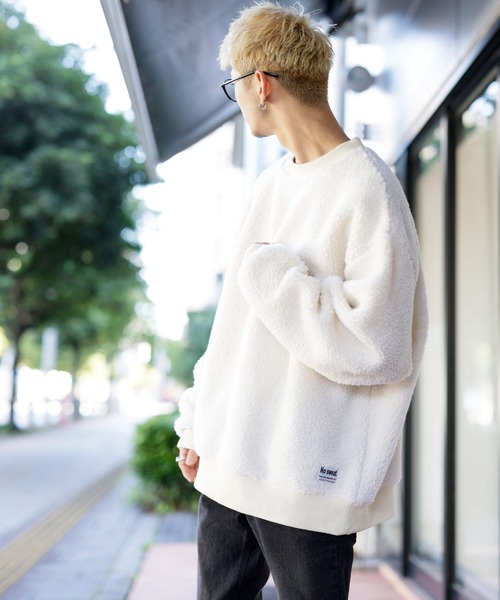 ADMIX/ATELIER SAB MEN(アドミックスアトリエサブメン)の「【no sweat×ADMIX/ATELIER SAB MEN】コラボ別注 もこもこ シェルパ ボア フリース オーバーサイズ スウェット(スウェット・メンズ・ブラック/ライトベージュ/ホワイト/グリーン/ライトパープル/ネイビー/モカ/チャコールグレー/カーキ・48/50)」の10枚目の写真