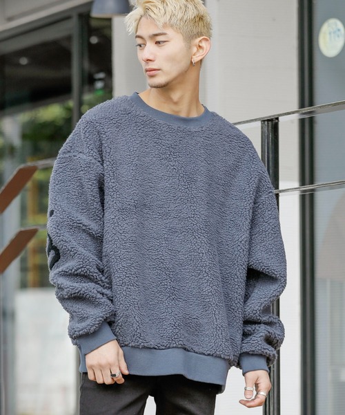 ADMIX/ATELIER SAB MEN(アドミックスアトリエサブメン)の「【no sweat×ADMIX/ATELIER SAB MEN】コラボ別注 もこもこ シェルパ ボア フリース オーバーサイズ スウェット(スウェット・メンズ・ブラック/ライトベージュ/ホワイト/グリーン/ライトパープル/ネイビー/モカ/チャコールグレー/カーキ・48/50)」の20枚目の写真