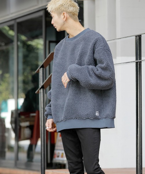 ADMIX/ATELIER SAB MEN(アドミックスアトリエサブメン)の「【no sweat×ADMIX/ATELIER SAB MEN】コラボ別注 もこもこ シェルパ ボア フリース オーバーサイズ スウェット(スウェット・メンズ・ブラック/ライトベージュ/ホワイト/グリーン/ライトパープル/ネイビー/モカ/チャコールグレー/カーキ・48/50)」の19枚目の写真