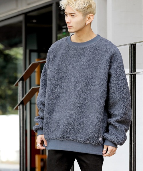 ADMIX/ATELIER SAB MEN(アドミックスアトリエサブメン)の「【no sweat×ADMIX/ATELIER SAB MEN】コラボ別注 もこもこ シェルパ ボア フリース オーバーサイズ スウェット(スウェット・メンズ・ブラック/ライトベージュ/ホワイト/グリーン/ライトパープル/ネイビー/モカ/チャコールグレー/カーキ・48/50)」の21枚目の写真