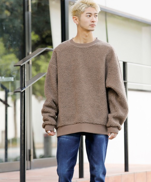 ADMIX/ATELIER SAB MEN(アドミックスアトリエサブメン)の「【no sweat×ADMIX/ATELIER SAB MEN】コラボ別注 もこもこ シェルパ ボア フリース オーバーサイズ スウェット(スウェット・メンズ・ブラック/ライトベージュ/ホワイト/グリーン/ライトパープル/ネイビー/モカ/チャコールグレー/カーキ・48/50)」の22枚目の写真