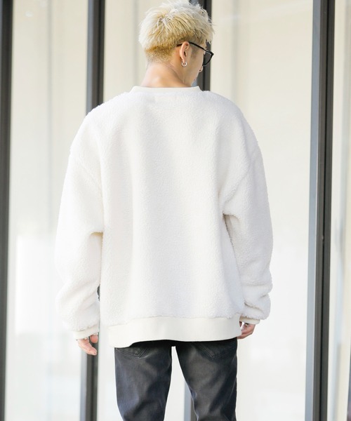 ADMIX/ATELIER SAB MEN(アドミックスアトリエサブメン)の「【no sweat×ADMIX/ATELIER SAB MEN】コラボ別注 もこもこ シェルパ ボア フリース オーバーサイズ スウェット(スウェット・メンズ・ブラック/ライトベージュ/ホワイト/グリーン/ライトパープル/ネイビー/モカ/チャコールグレー/カーキ・48/50)」の18枚目の写真