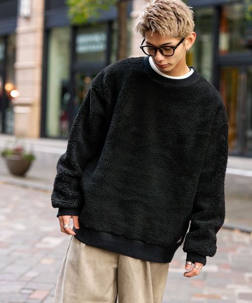 ADMIX/ATELIER SAB MEN(アドミックスアトリエサブメン)の「【no sweat×ADMIX/ATELIER SAB MEN】コラボ別注 もこもこ シェルパ ボア フリース オーバーサイズ スウェット(スウェット・メンズ・ブラック/ライトベージュ/ホワイト/グリーン/ライトパープル/ネイビー/モカ/チャコールグレー/カーキ・48/50)」の11枚目の写真