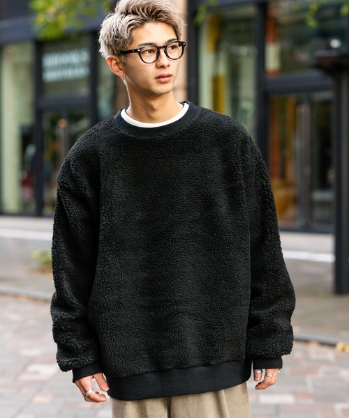ADMIX/ATELIER SAB MEN(アドミックスアトリエサブメン)の「【no sweat×ADMIX/ATELIER SAB MEN】コラボ別注 もこもこ シェルパ ボア フリース オーバーサイズ スウェット(スウェット・メンズ・ブラック/ライトベージュ/ホワイト/グリーン/ライトパープル/ネイビー/モカ/チャコールグレー/カーキ・48/50)」の12枚目の写真