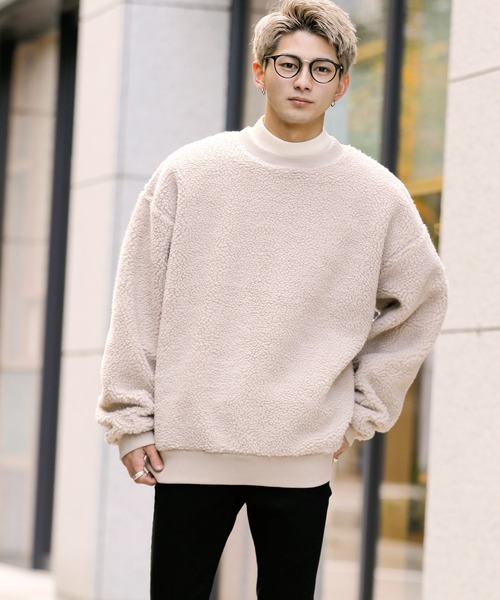 ADMIX/ATELIER SAB MEN(アドミックスアトリエサブメン)の「【no sweat×ADMIX/ATELIER SAB MEN】コラボ別注 もこもこ シェルパ ボア フリース オーバーサイズ スウェット(スウェット・メンズ・ブラック/ライトベージュ/ホワイト/グリーン/ライトパープル/ネイビー/モカ/チャコールグレー/カーキ・48/50)」の16枚目の写真