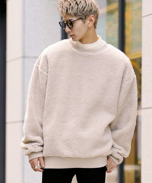 ADMIX/ATELIER SAB MEN(アドミックスアトリエサブメン)の「【no sweat×ADMIX/ATELIER SAB MEN】コラボ別注 もこもこ シェルパ ボア フリース オーバーサイズ スウェット(スウェット・メンズ・ブラック/ライトベージュ/ホワイト/グリーン/ライトパープル/ネイビー/モカ/チャコールグレー/カーキ・48/50)」の15枚目の写真