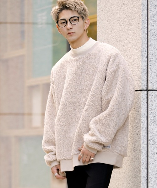 ADMIX/ATELIER SAB MEN(アドミックスアトリエサブメン)の「【no sweat×ADMIX/ATELIER SAB MEN】コラボ別注 もこもこ シェルパ ボア フリース オーバーサイズ スウェット(スウェット・メンズ・ブラック/ライトベージュ/ホワイト/グリーン/ライトパープル/ネイビー/モカ/チャコールグレー/カーキ・48/50)」の14枚目の写真