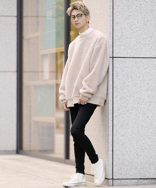ADMIX/ATELIER SAB MEN(アドミックスアトリエサブメン)の「【no sweat×ADMIX/ATELIER SAB MEN】コラボ別注 もこもこ シェルパ ボア フリース オーバーサイズ スウェット(スウェット・メンズ・ブラック/ライトベージュ/ホワイト/グリーン/ライトパープル/ネイビー/モカ/チャコールグレー/カーキ・48/50)」の17枚目の写真