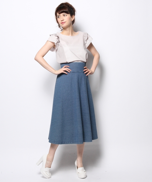 CROON A SONG（クルーンアソング）の「ショルダーフリルトップス（Tシャツ/カットソー・レディース・ホワイト/ブラック/ライトグレー/サックスブルー・38）」の5枚目の写真