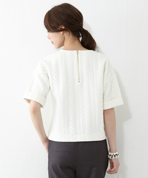 Ray BEAMS（レイビームス）の「◎Ray BEAMS / ケーブルジャカード クルーネック プルオーバー（Tシャツ/カットソー・レディース・オフホワイト/ネイビー・ONE SIZE）」の15枚目の写真