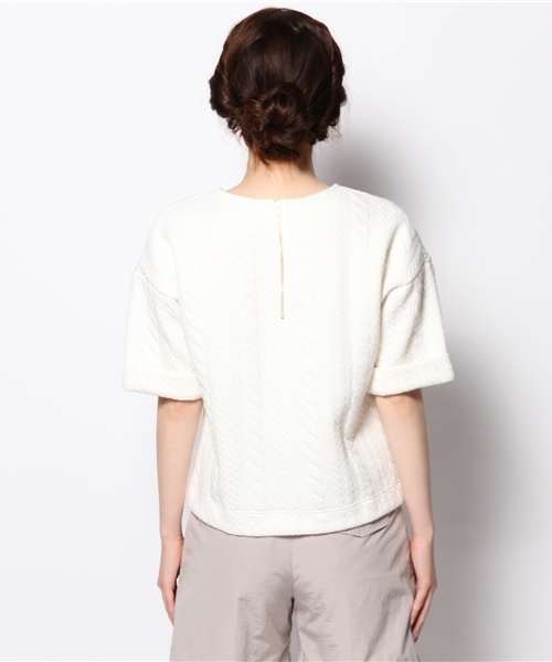 Ray BEAMS（レイビームス）の「◎Ray BEAMS / ケーブルジャカード クルーネック プルオーバー（Tシャツ/カットソー・レディース・オフホワイト/ネイビー・ONE SIZE）」の5枚目の写真