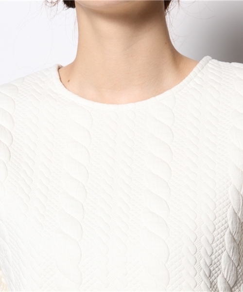 Ray BEAMS（レイビームス）の「◎Ray BEAMS / ケーブルジャカード クルーネック プルオーバー（Tシャツ/カットソー・レディース・オフホワイト/ネイビー・ONE SIZE）」の7枚目の写真