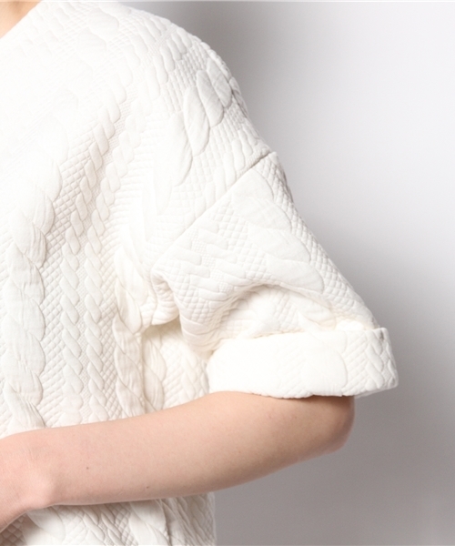 Ray BEAMS（レイビームス）の「◎Ray BEAMS / ケーブルジャカード クルーネック プルオーバー（Tシャツ/カットソー・レディース・オフホワイト/ネイビー・ONE SIZE）」の8枚目の写真