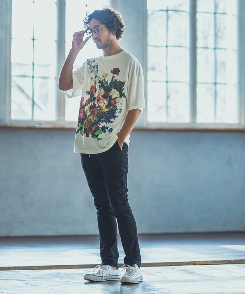 ANGENEHM（アンゲネーム）の「mt6359-Colorful Flowers Print Big Tee Tシャツ (MADE IN JAPAN)（Tシャツ/カットソー・メンズ・ホワイト/ブラック・S/M/L）」の16枚目の写真