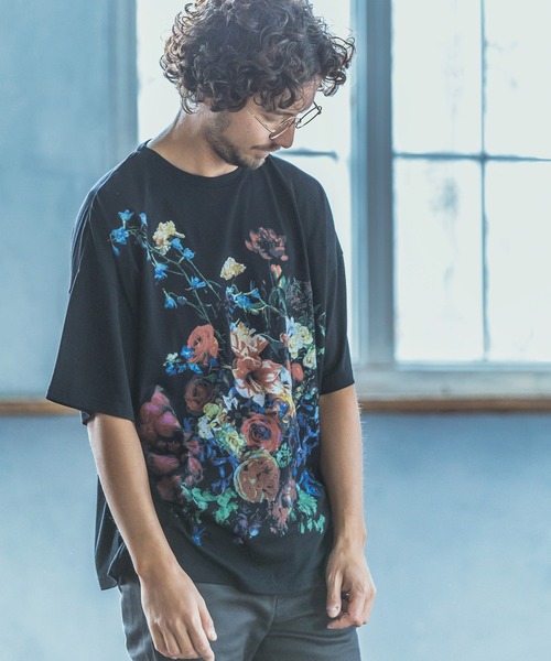 ANGENEHM（アンゲネーム）の「mt6359-Colorful Flowers Print Big Tee Tシャツ (MADE IN JAPAN)（Tシャツ/カットソー・メンズ・ホワイト/ブラック・S/M/L）」の14枚目の写真