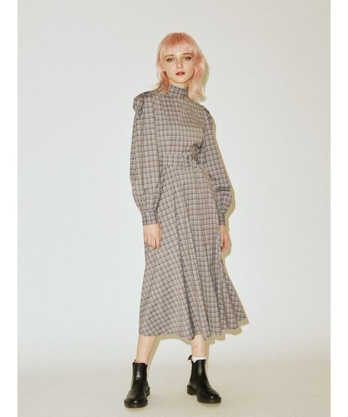 jouetie（ジュエティ）の「スタンドカラーマキシワンピース（ワンピース・レディース・パープル/グレー/グリーン・MEDIUM）」の5枚目の写真