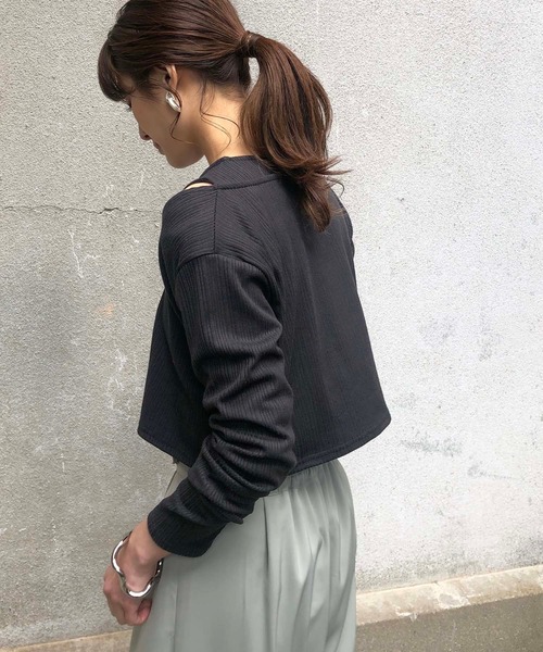 &g'aime(アンジェム)の「【&g'aime】テレコレイヤードトップス(Tシャツ/カットソー・レディース・ブラック/ベージュ/ピンクベージュ・FREE)」の9枚目の写真