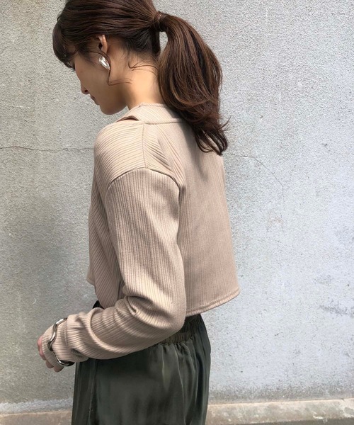 &g'aime(アンジェム)の「【&g'aime】テレコレイヤードトップス(Tシャツ/カットソー・レディース・ブラック/ベージュ/ピンクベージュ・FREE)」の14枚目の写真