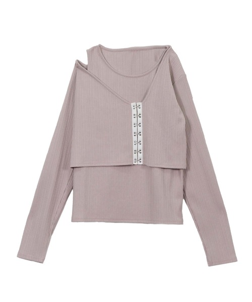 &g'aime(アンジェム)の「【&g'aime】テレコレイヤードトップス(Tシャツ/カットソー・レディース・ブラック/ベージュ/ピンクベージュ・FREE)」の19枚目の写真