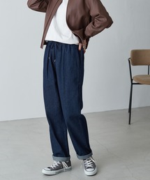 美テーパードスリムタックシェフパンツ[ツイル デニム チェック レオパード ヒッコリー コーデュロイ スラックス ベイカー]