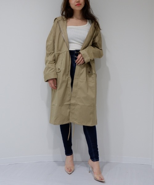 SPIRALGIRL（スパイラルガール）の「フーディーモッズコート（モッズコート・レディース・カーキ/ベージュ・FREE）」の5枚目の写真