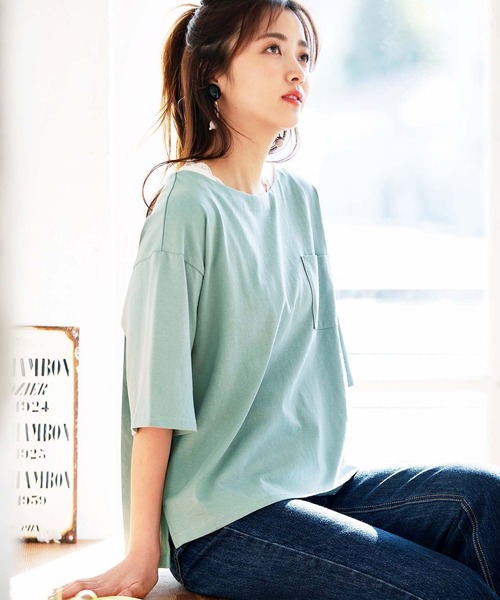GeeRA(ジーラ)の「綿100%ポケット付Tシャツ(Tシャツ/カットソー・レディース・オフホワイト/ブルー/その他/ブラック・SMALL/X-LARGE/LARGE/MEDIUM/XX-LARGE)」の3枚目の写真