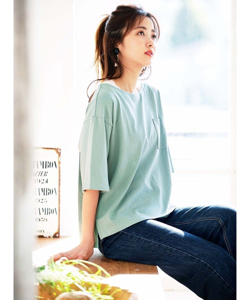 GeeRA(ジーラ)の「綿100%ポケット付Tシャツ(Tシャツ/カットソー・レディース・オフホワイト/ブルー/その他/ブラック・SMALL/X-LARGE/LARGE/MEDIUM/XX-LARGE)」の13枚目の写真