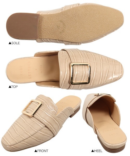 KOBE LETTUCE（コウベレタス）の「スクエアトゥバックルバブーシュローファー（ローファー・レディース・ブラック/アイボリー/ブラック系その他/ベージュ系その他・S/M/XS/XXS）」の13枚目の写真