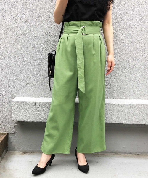 PICCIN(ピッチン)の「綿麻ハイウエストパンツ(その他パンツ・レディース・オフホワイト/モカ/ピンク/グリーン・M/L)」の4枚目の写真