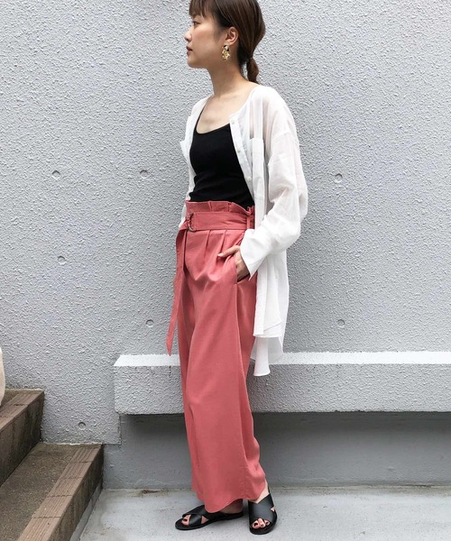 PICCIN(ピッチン)の「綿麻ハイウエストパンツ(その他パンツ・レディース・オフホワイト/モカ/ピンク/グリーン・M/L)」の21枚目の写真