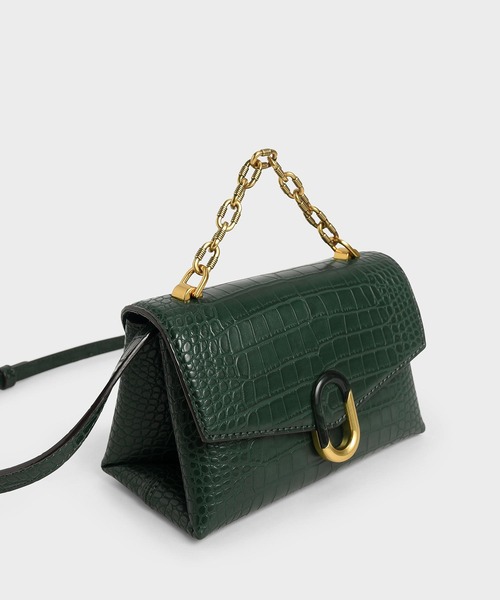 CHARLES & KEITH(チャールズ & キース)の「チャンキーチェーン ストラップトラペーズバッグ / Chunky Chain Strap Trapeze Bag(ショルダーバッグ・レディース・ブラック/クリーム/マルチ/ピンク系その他/グリーン・S)」の19枚目の写真