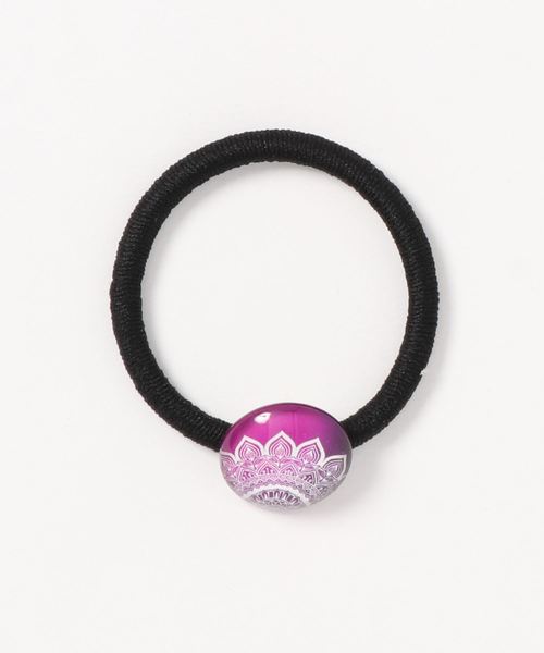 チャイハネ（チャイハネ）の「【チャイハネ】チャクラ曼荼羅模様ガラスヘアゴム（ヘアゴム・レディース・パープル/ネイビー/レッド/ターコイズブルー/イエロー/オレンジ/グリーン・FREE）」の6枚目の写真