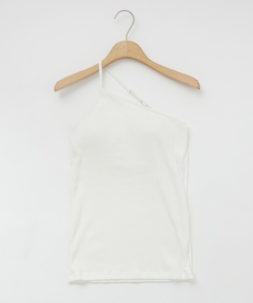 Omekashi（オメカシ）の「ワンショルリブキャミ（キャミソール・レディース・ブラック/オフホワイト/ライトグレー・FREE）」の2枚目の写真