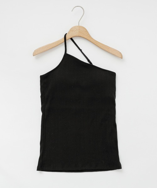 Omekashi（オメカシ）の「ワンショルリブキャミ（キャミソール・レディース・ブラック/オフホワイト/ライトグレー・FREE）」の3枚目の写真