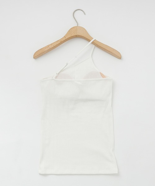 Omekashi（オメカシ）の「ワンショルリブキャミ（キャミソール・レディース・ブラック/オフホワイト/ライトグレー・FREE）」の6枚目の写真